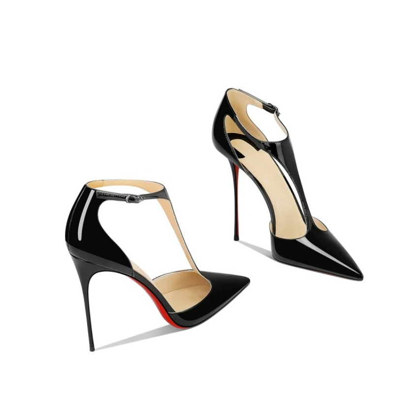 Tacones de aguja negros de cha - Leather Classic Strap reseña y precio